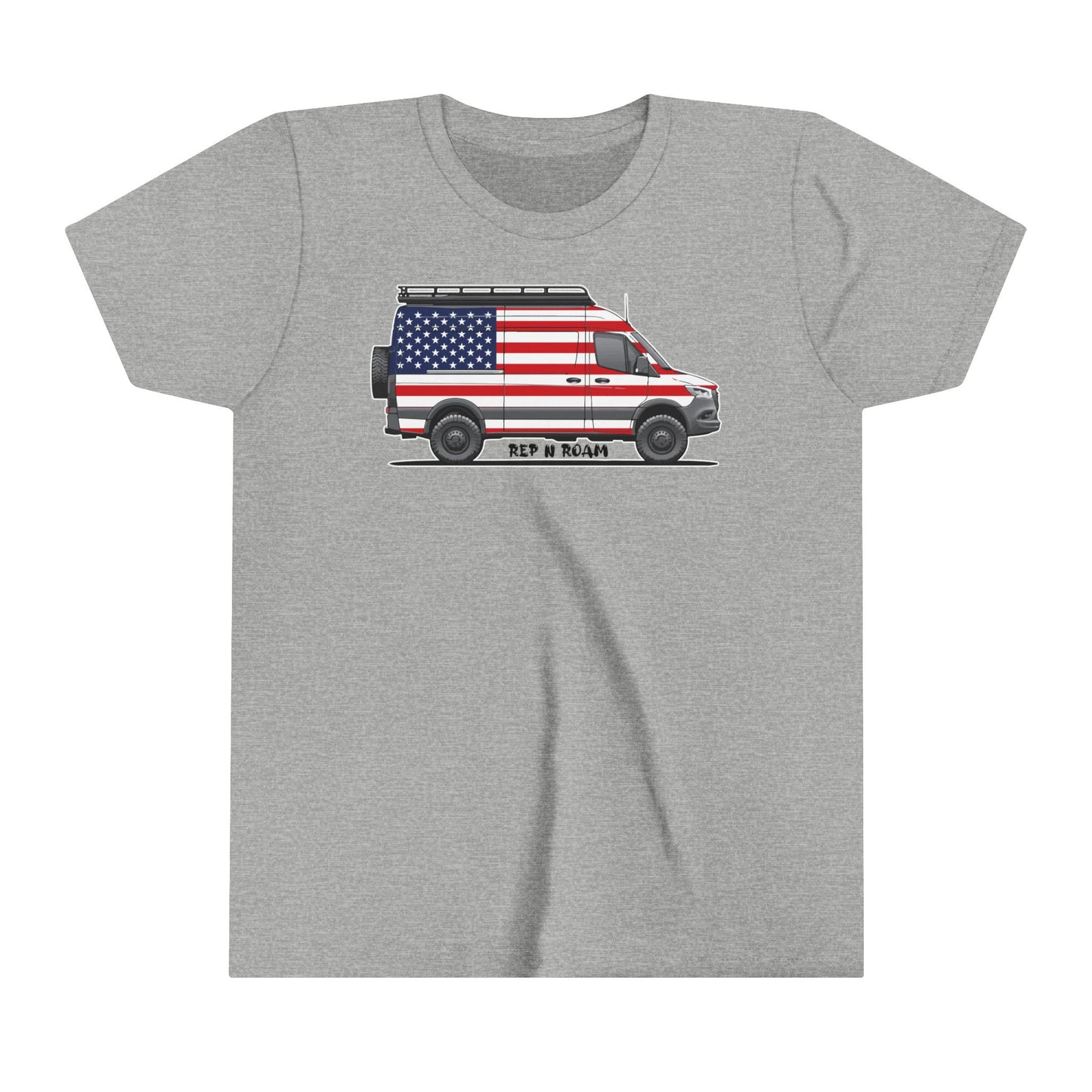 Youth Tee Sprinter Camper Van USA Flag Design