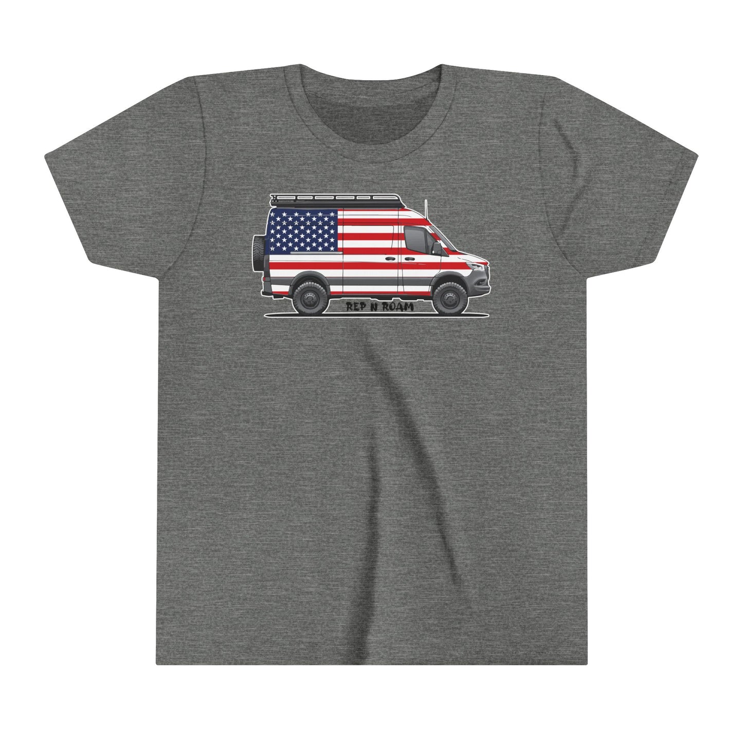 Youth Tee Sprinter Camper Van USA Flag Design