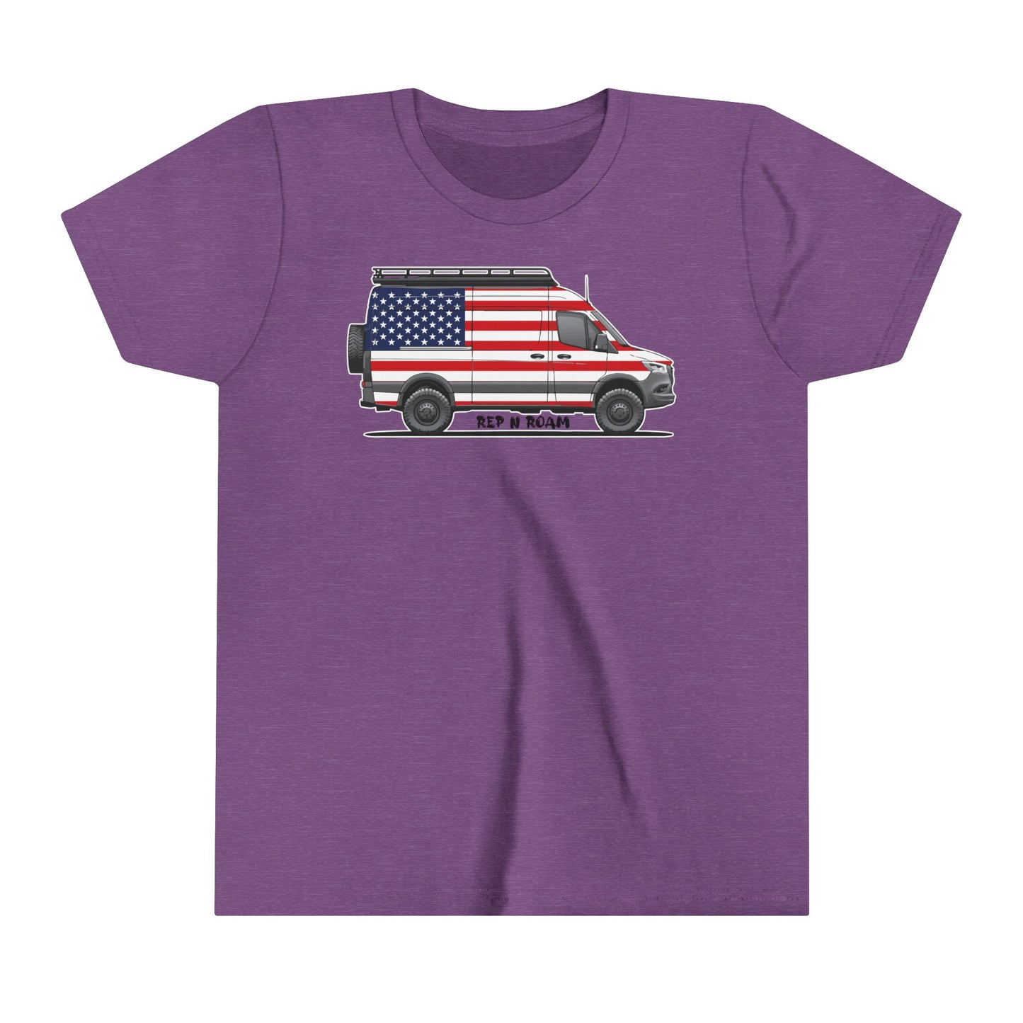 Youth Tee Sprinter Camper Van USA Flag Design